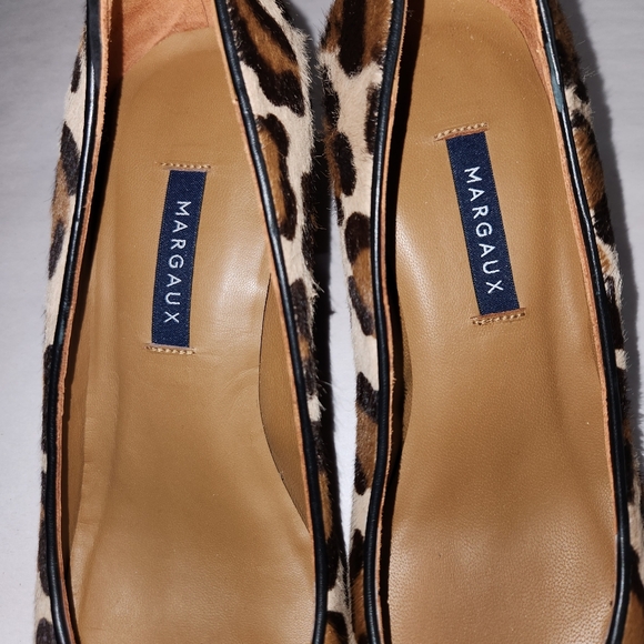 Margaux The Heel Leopard Print Hair Calf Upper Block Heels Size 39 Sz 8.5 - Picture 8 of 11